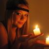 Fortune telling at christmas at home with a candle
